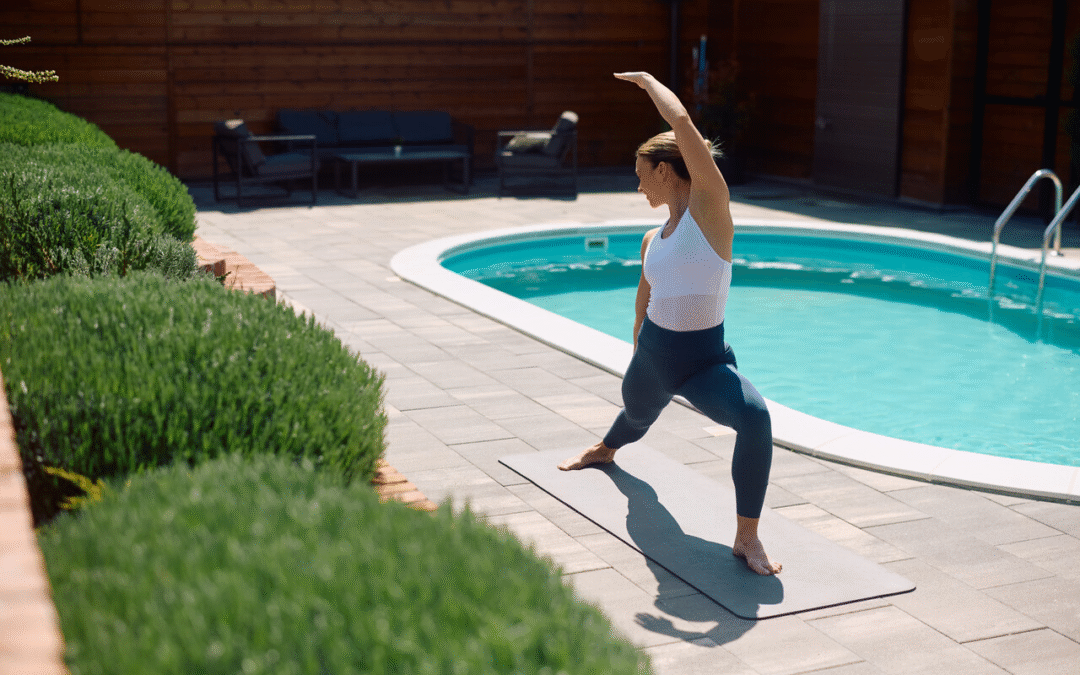 Transform your pool deck into the perfect morning workout space